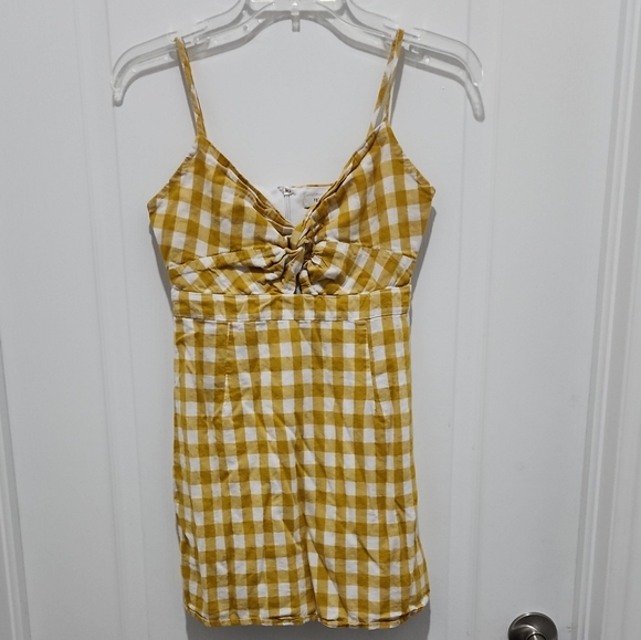 Forever 21 Yellow and White Checkered Mini Dress #A2509-0028 - Picture 2 of 5
